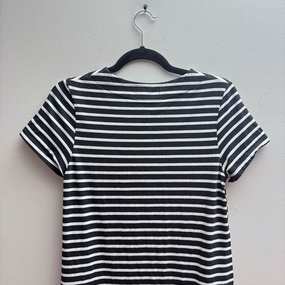 Duffield Lane Black White Stripe Preppy Shirt Sleeve T Shirt Dress Womens Small - Picture 6 of 6